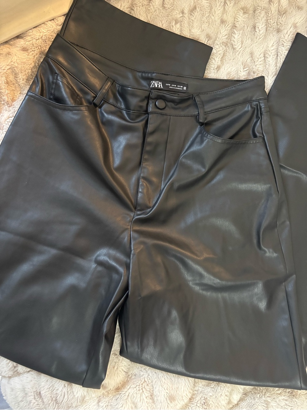 ZARA Black Faux Leather Pants